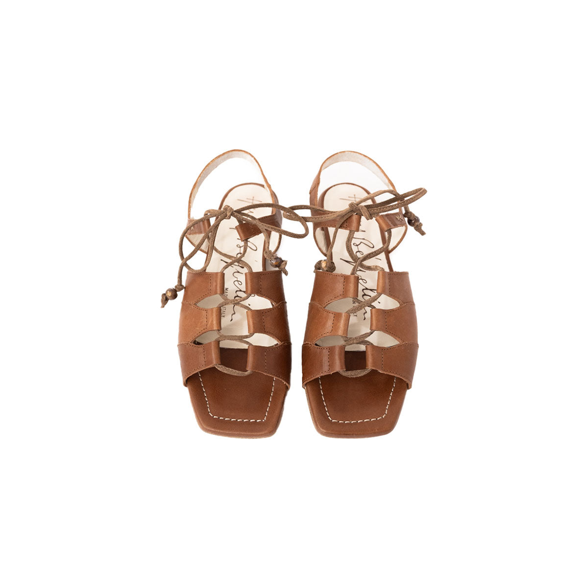 Lace Up Sandal in Cuoio