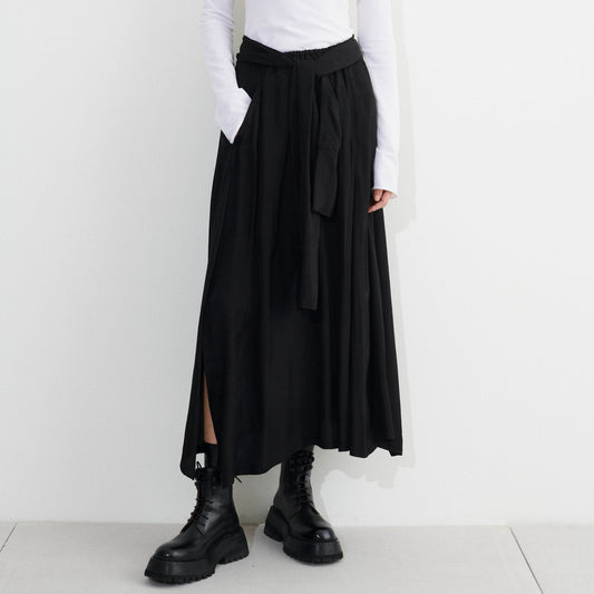 Silva Tied Midi Skirt in Black