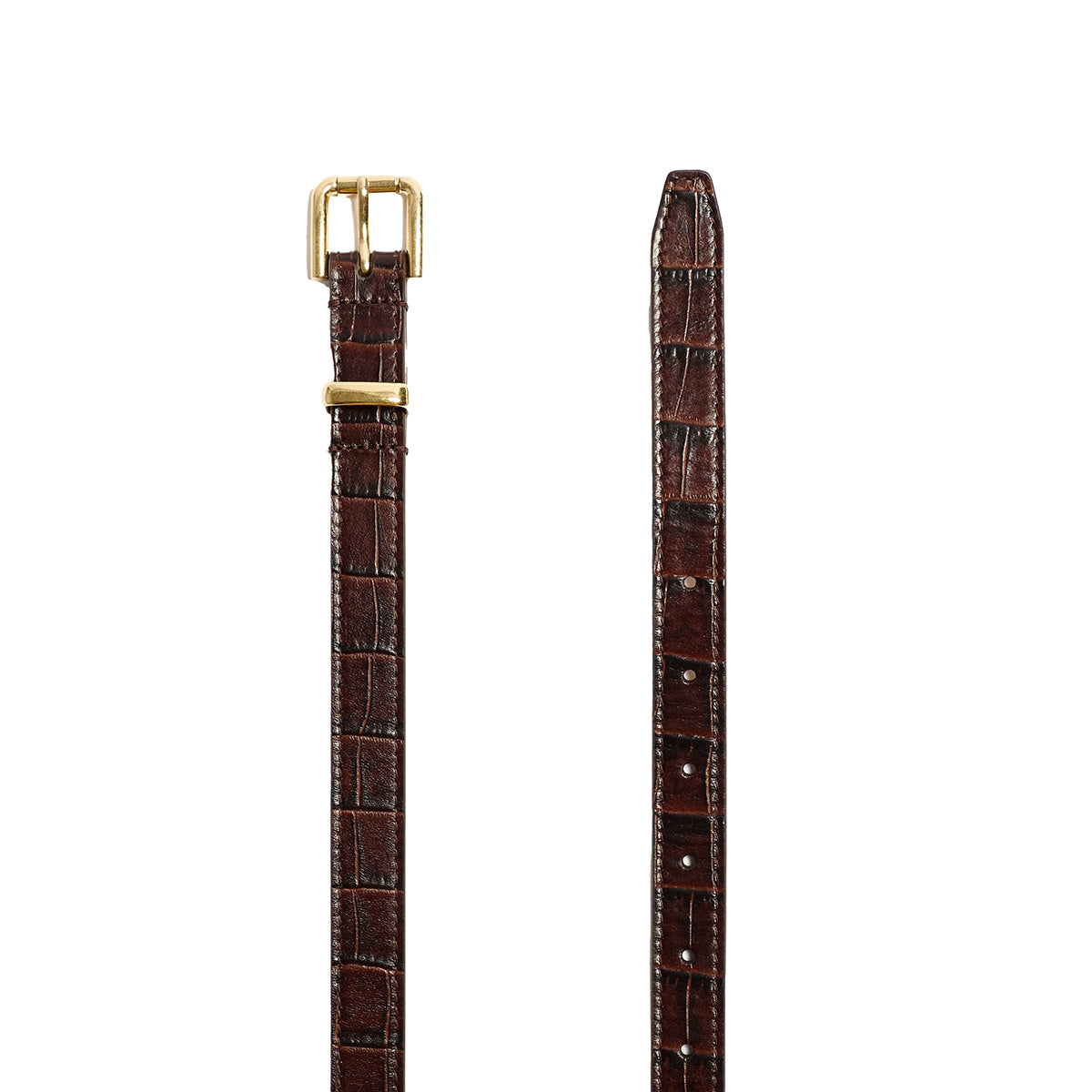 The Slim Bar Belt in Oxblood Croc