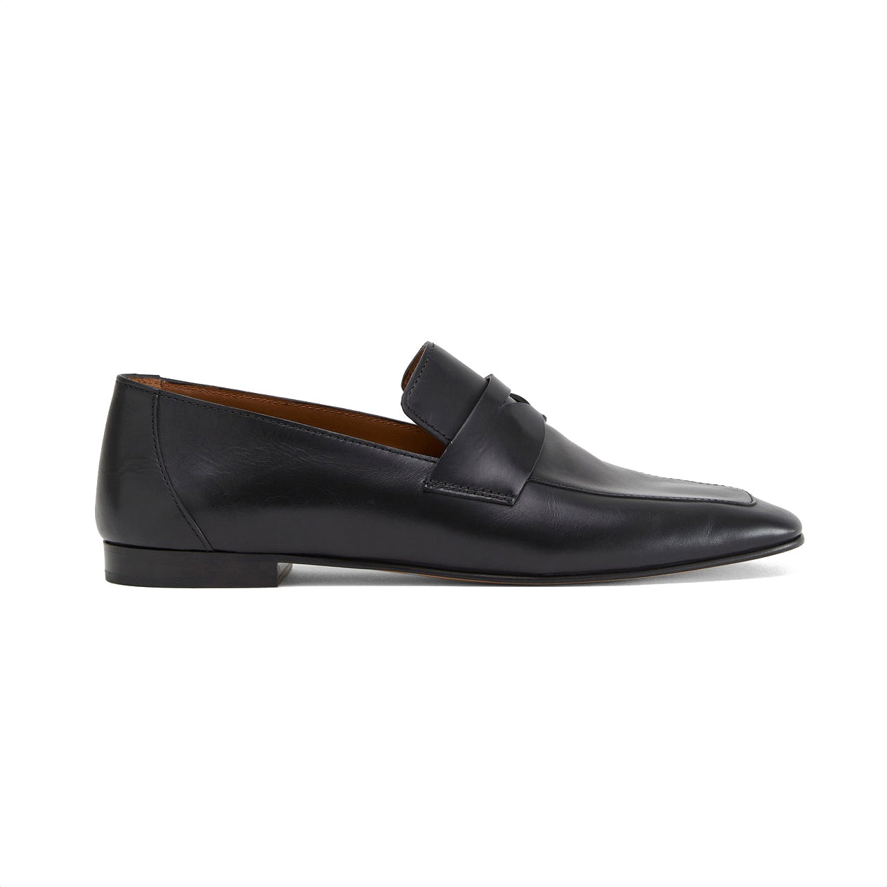 Placket Leather Loafer in Black