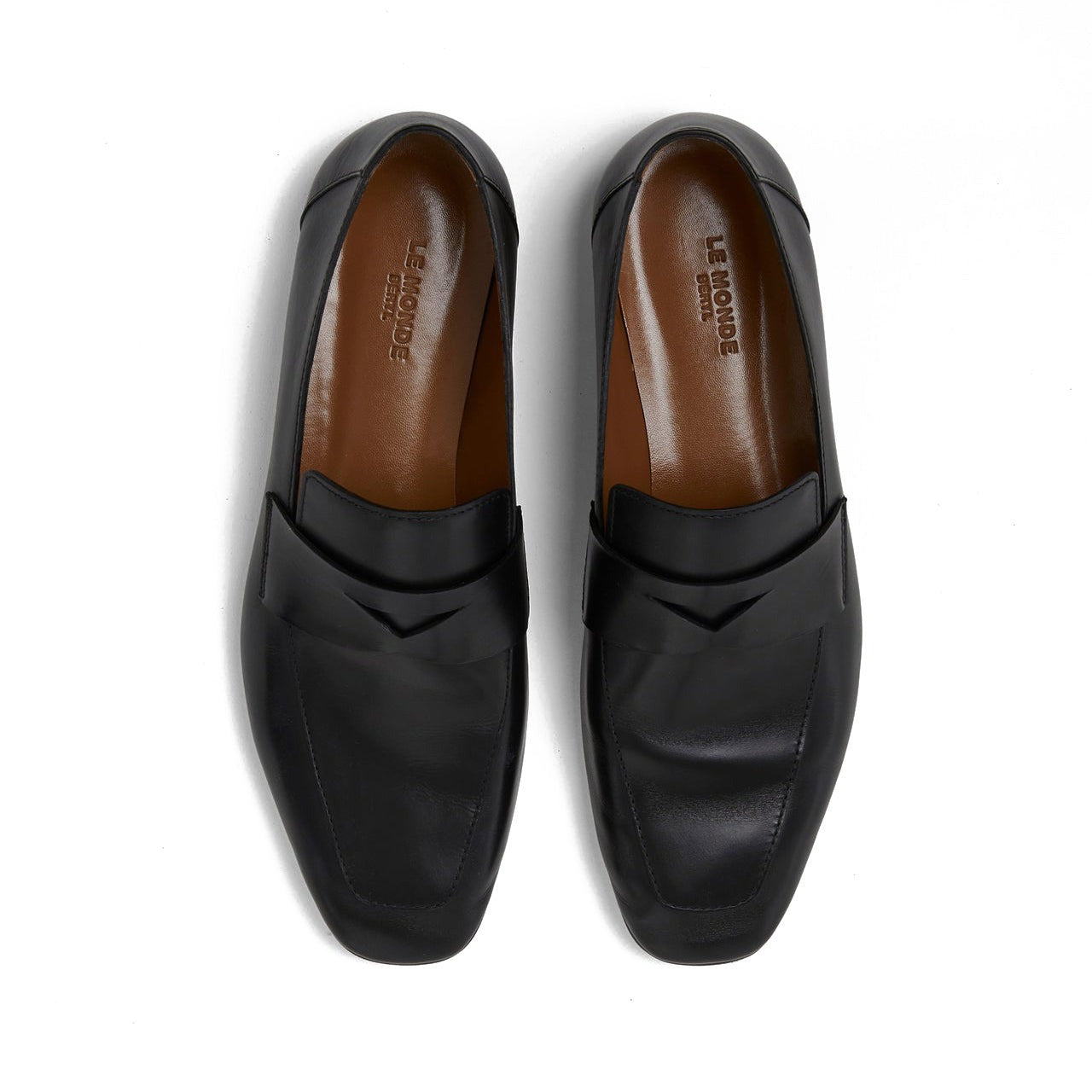 Placket Leather Loafer in Black