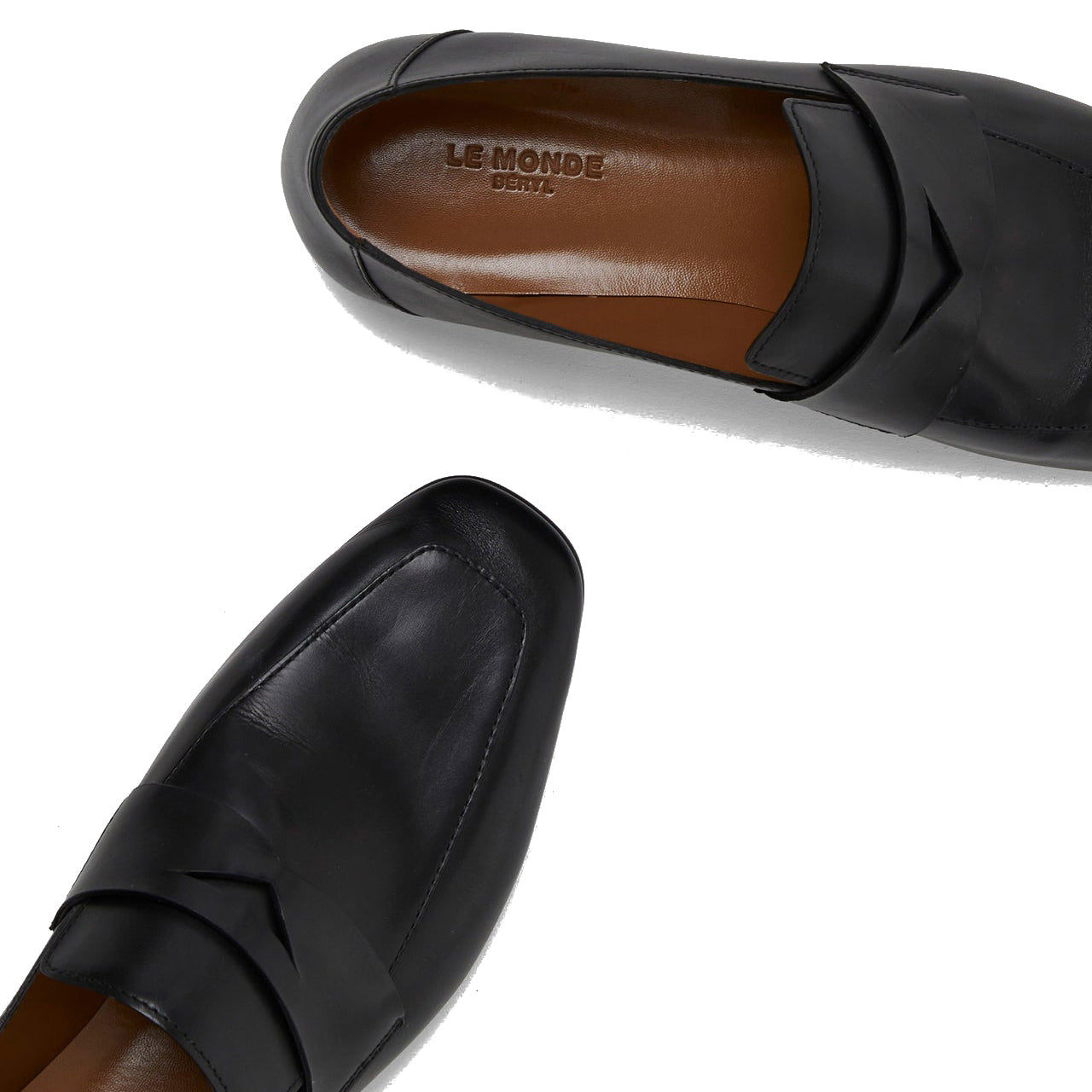 Placket Leather Loafer in Black