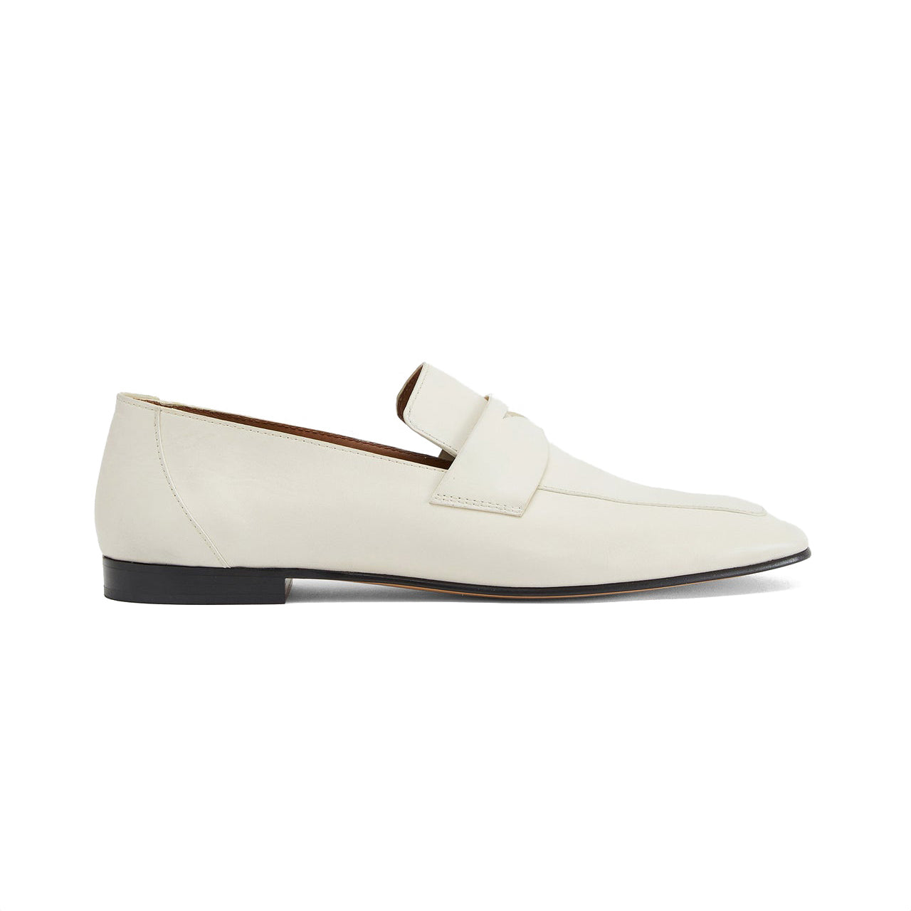 Placket Leather Loafer in Ecru