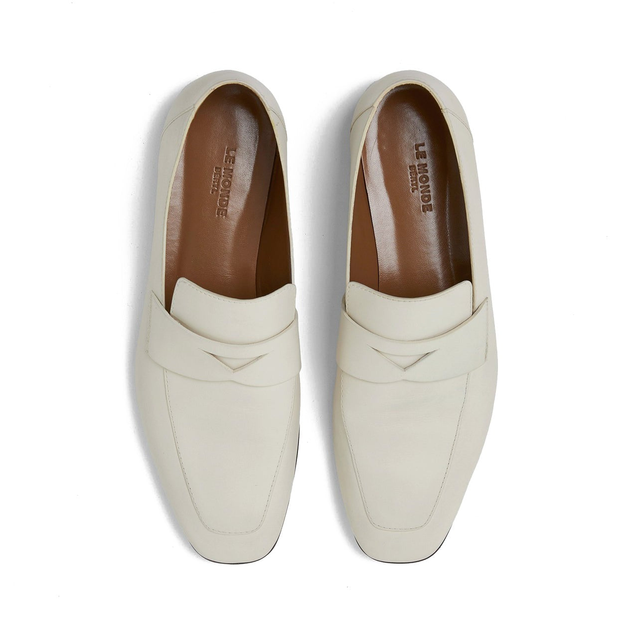 Placket Leather Loafer in Ecru