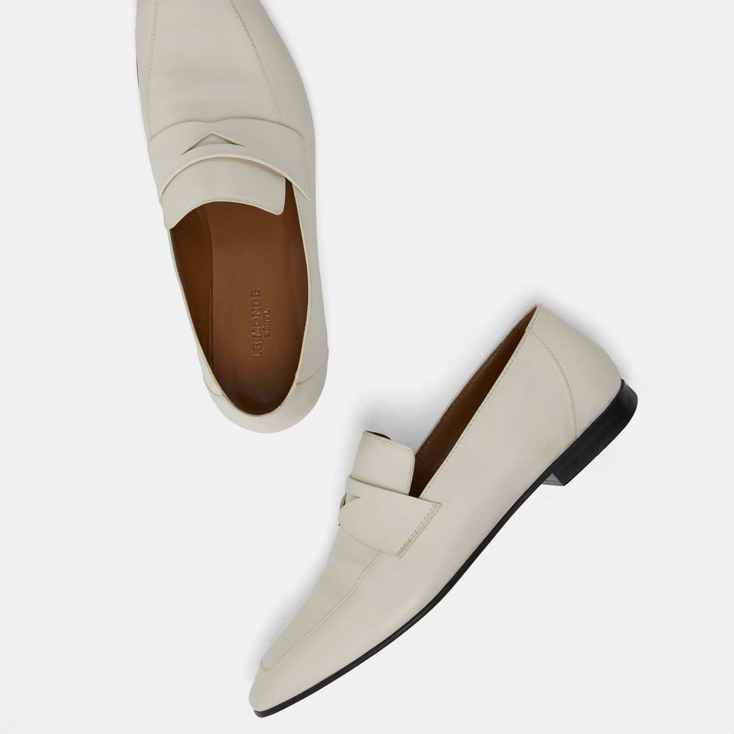 Placket Leather Loafer in Ecru