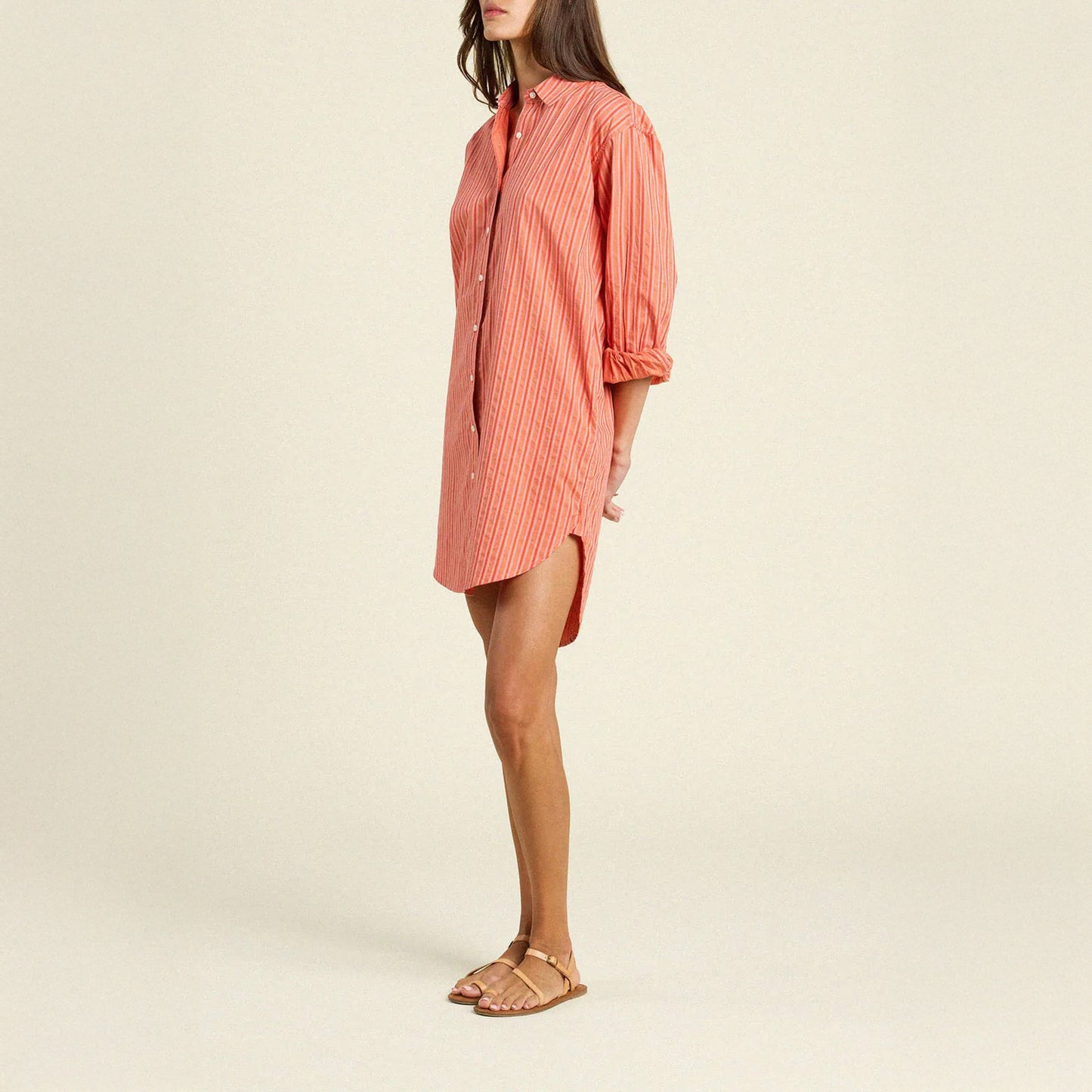 Callie Shirtdress in Terracotta Stripe