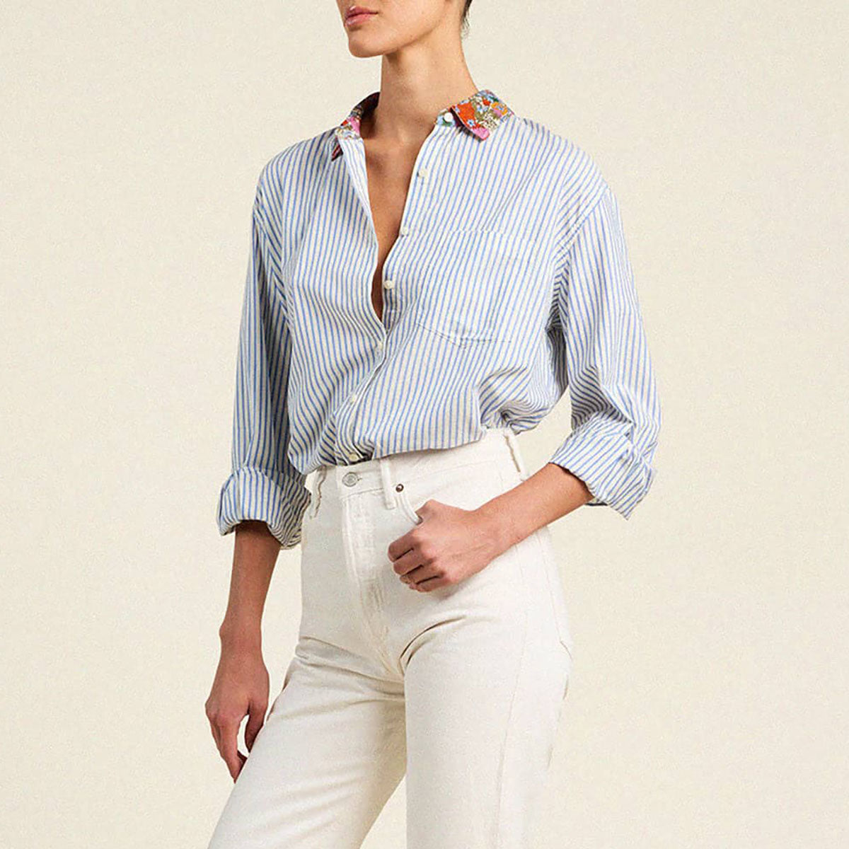 Blake Oversized Top in Seaside Stripe