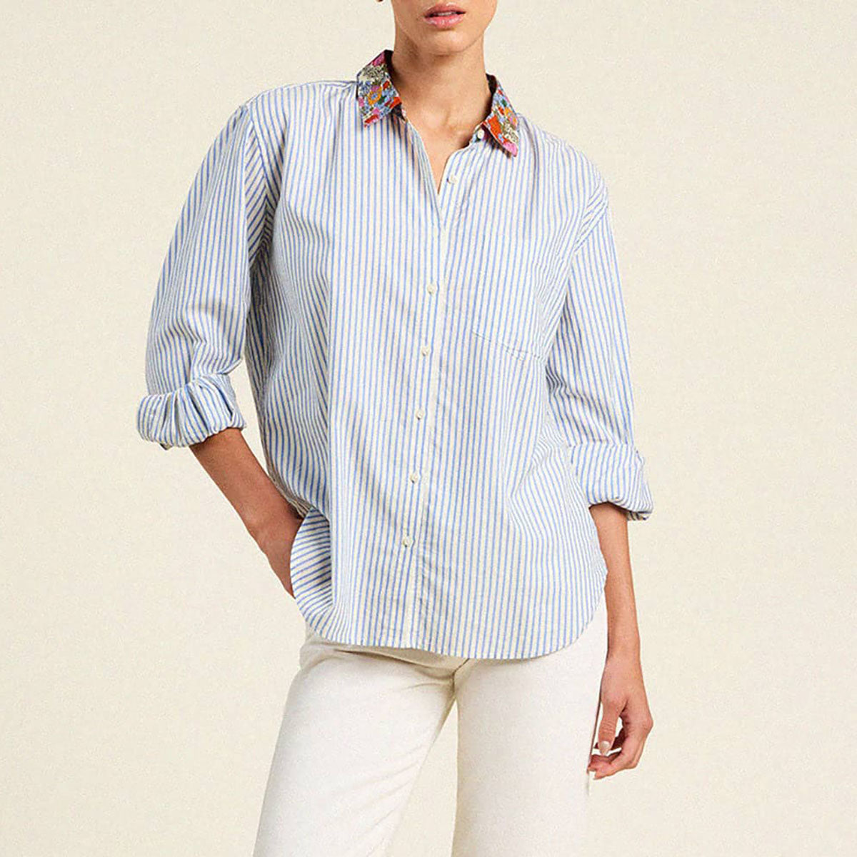 Blake Oversized Top in Seaside Stripe