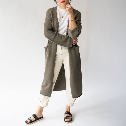 Long Open Cardigan in Rock