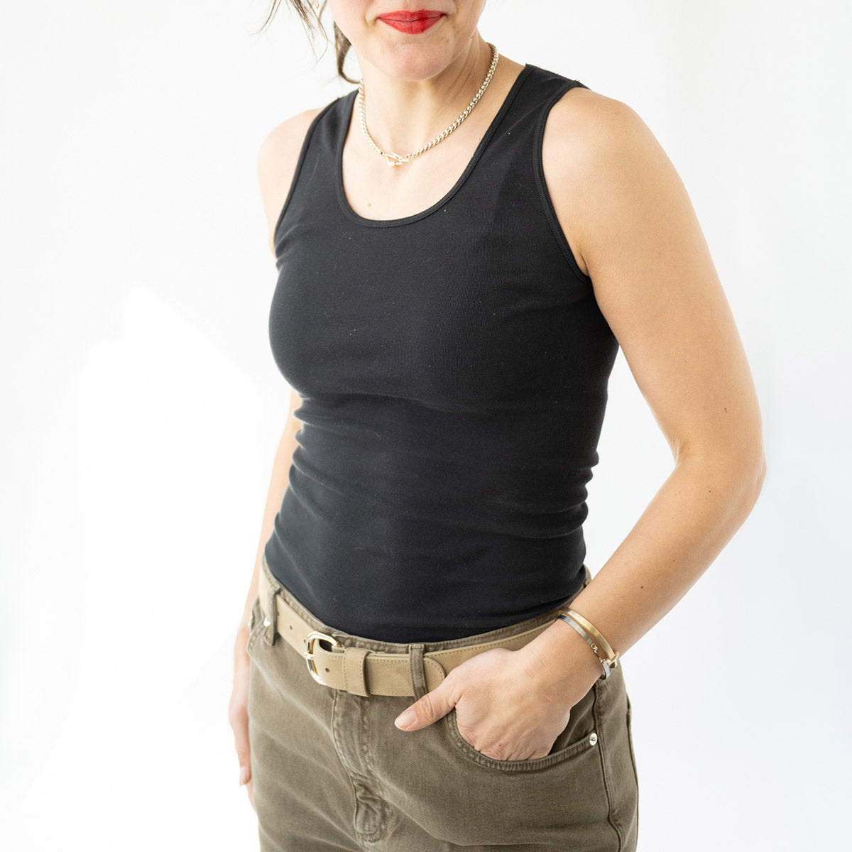 Scoop Neck Tank in Black
