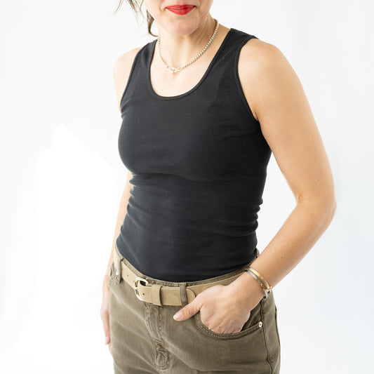 Scoop Neck Tank in Black