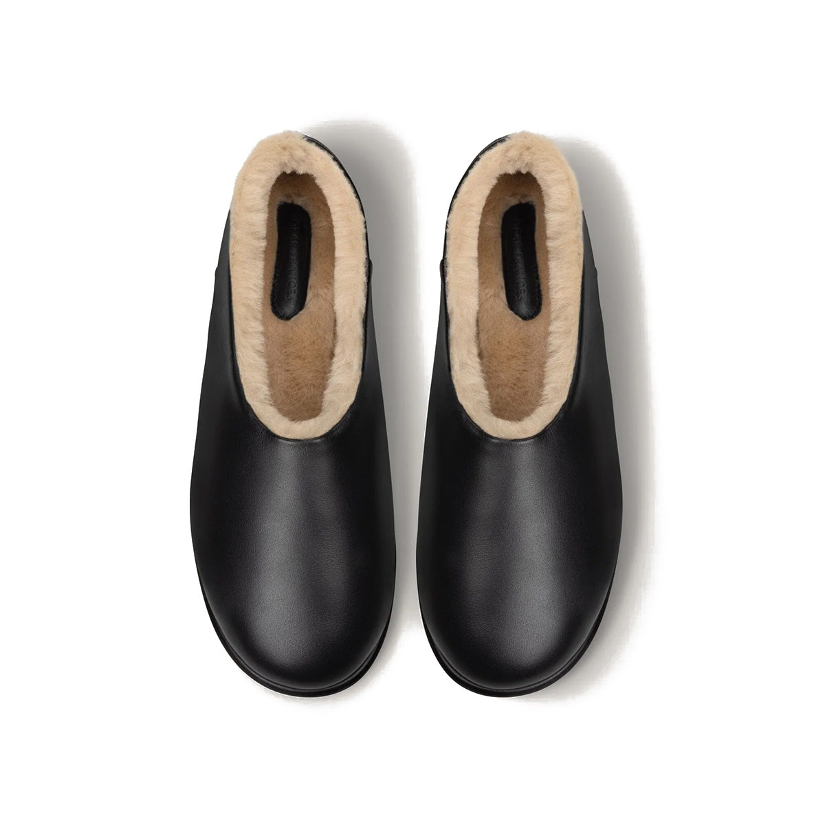 Slipper Shoe in Black with Shearling