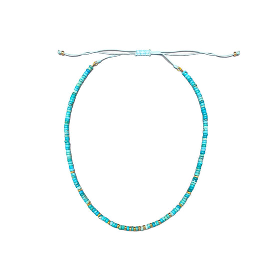 Turquoise and 14K Yellow Gold Beaded Necklace Necklace