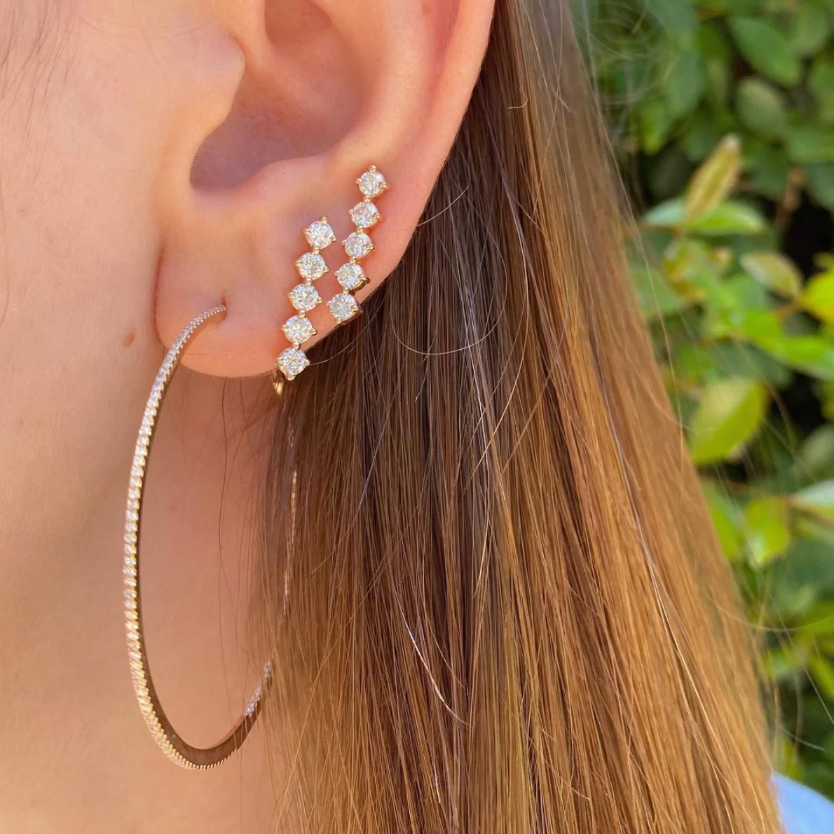Large Diamond Hoop Earrings
