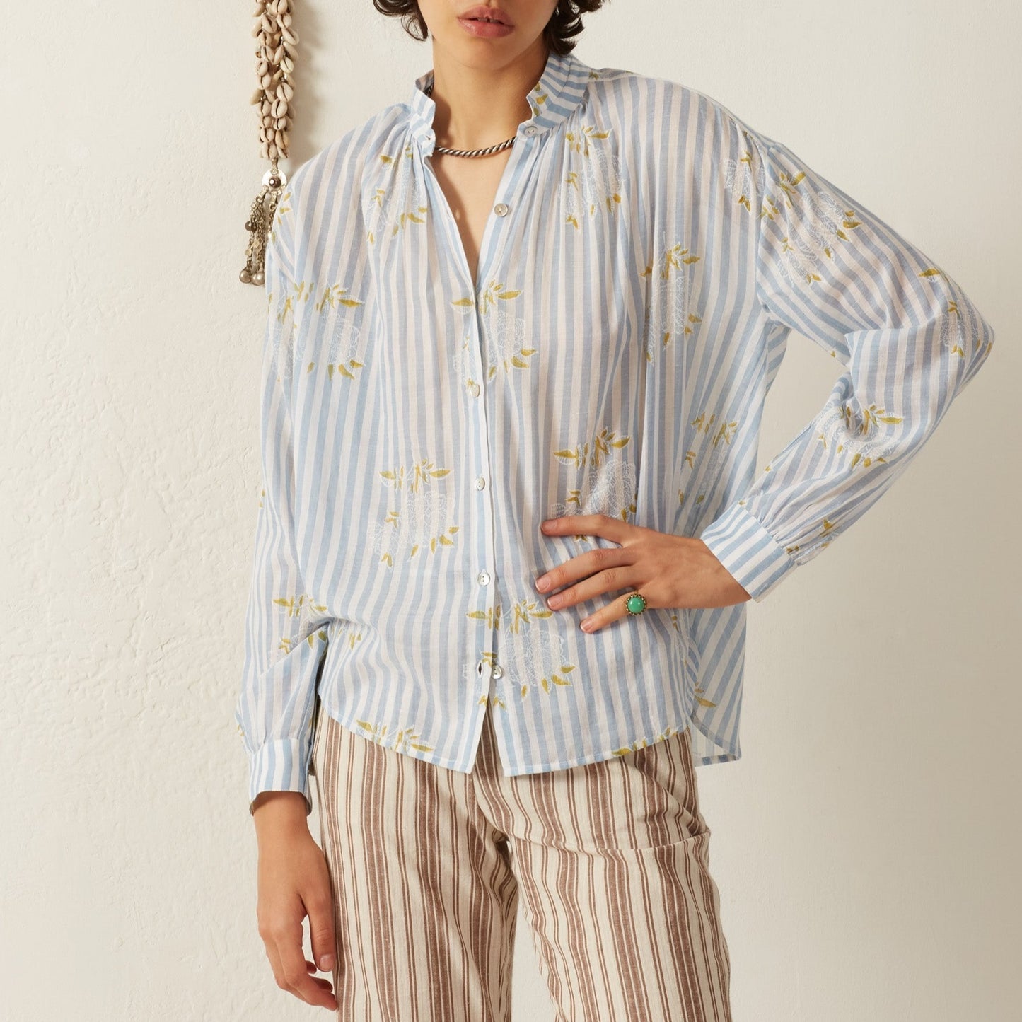 Kiki Striped Viole Shirt in Magnolia