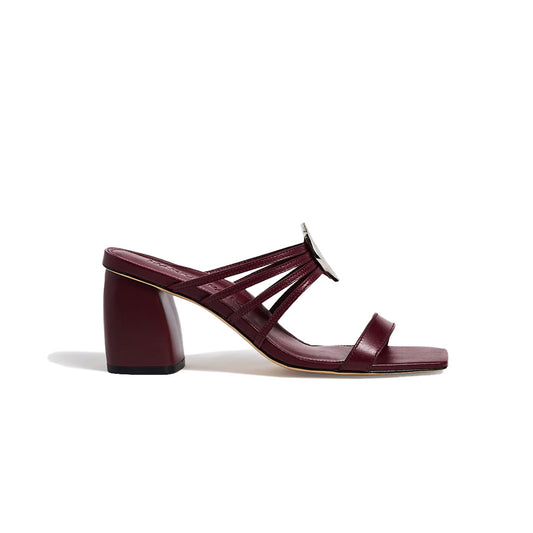 Mia Block Heel in Burgundy
