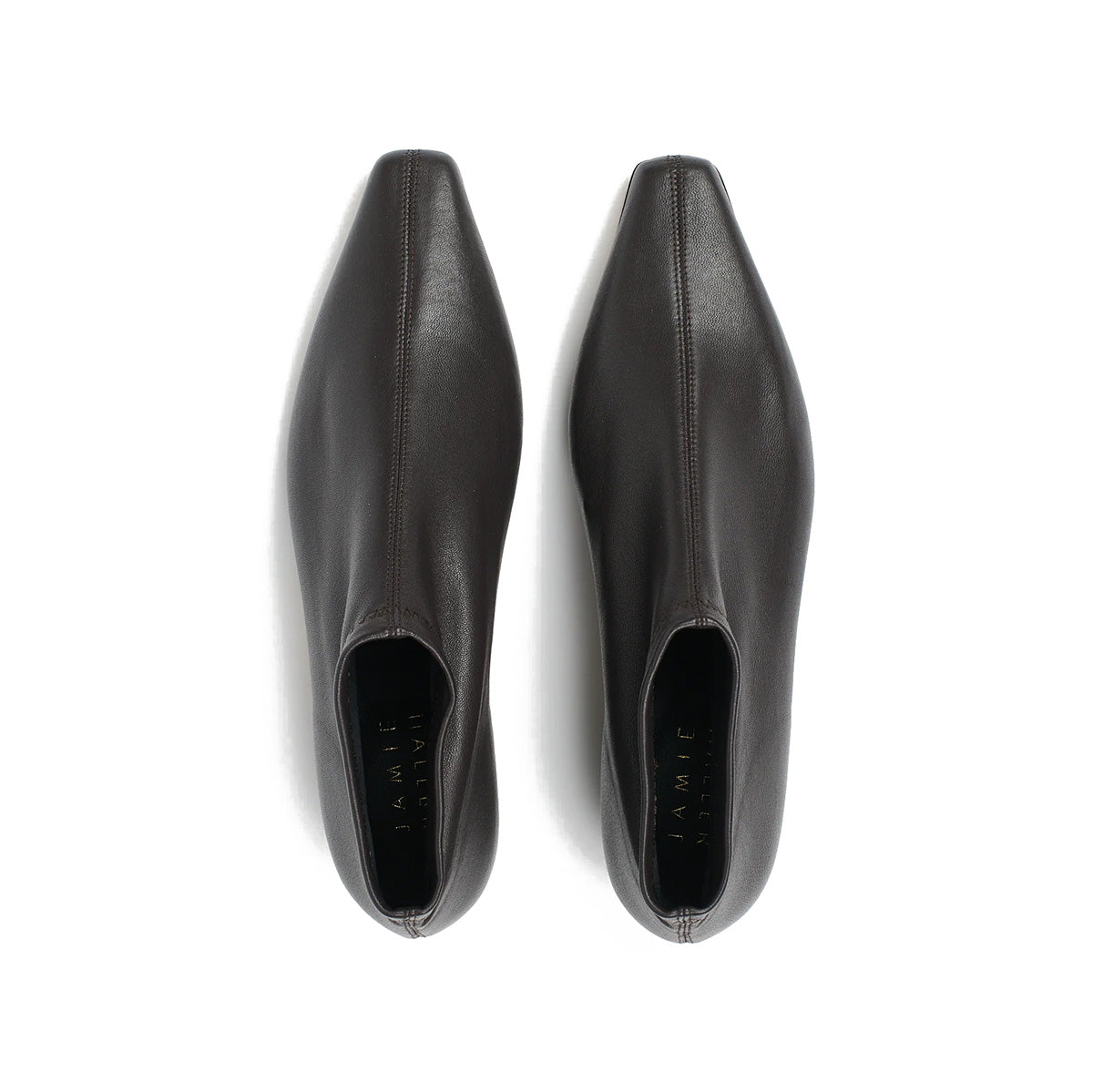 Top view of Stretch Low Boot in Black made of stretch Italian Lambskin leather with a low square stacked heel.