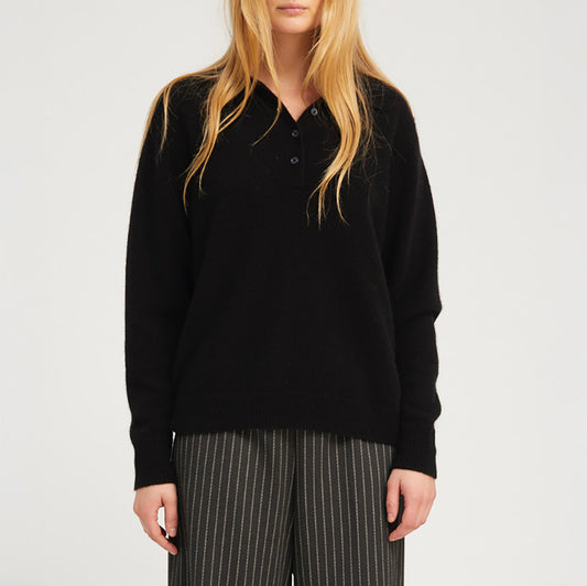 Polo Sweater in Black