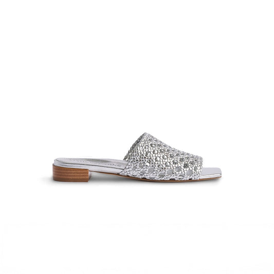 Sabrina Braided Sandal in Silver