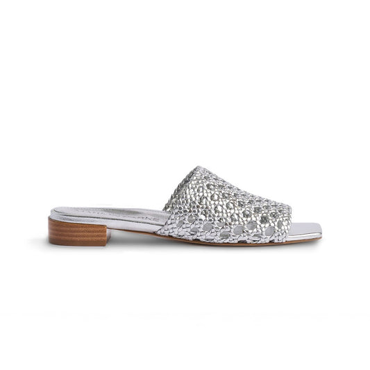 Sabrina Braided Sandal in Silver