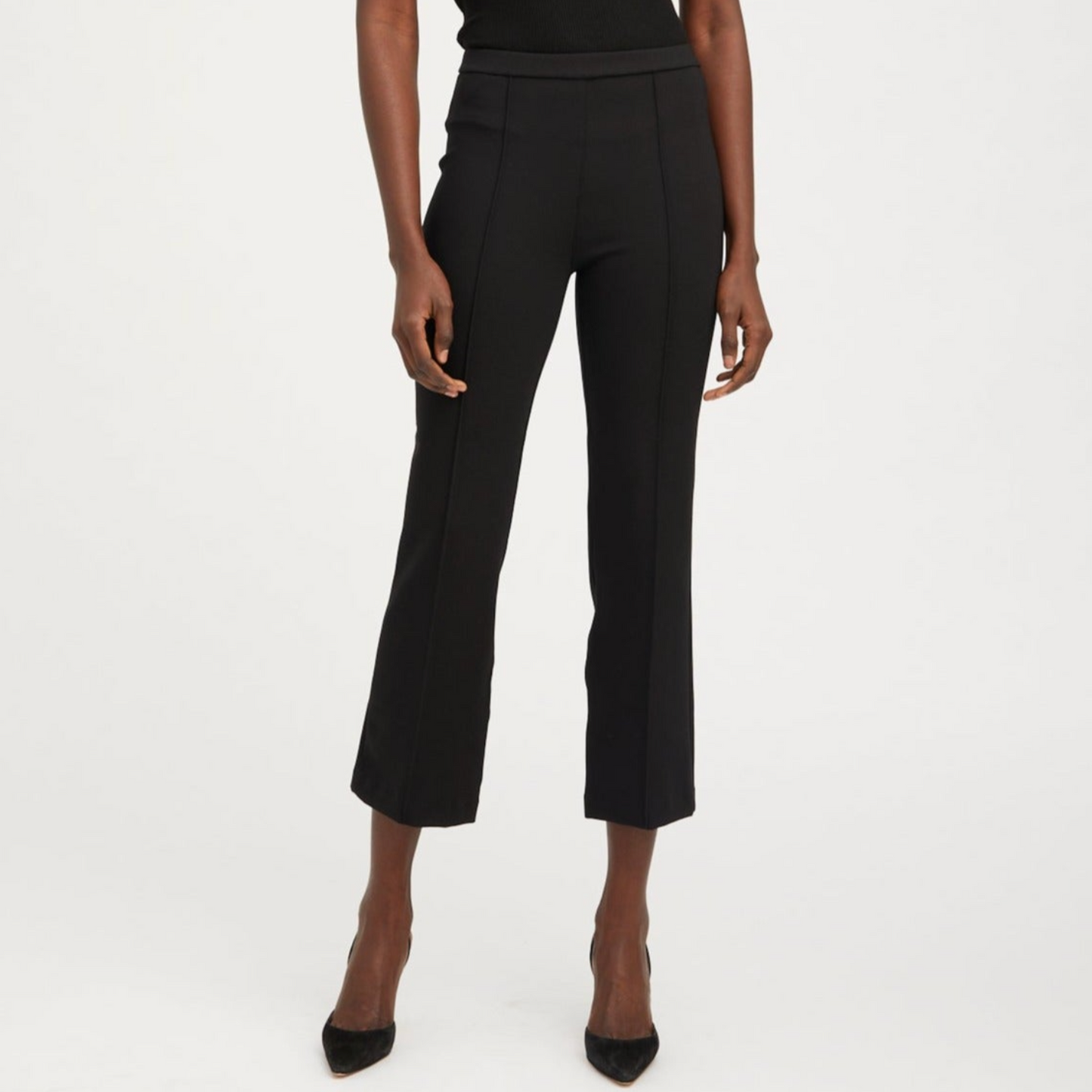 Ankle Flare Pintuck Pant in Black