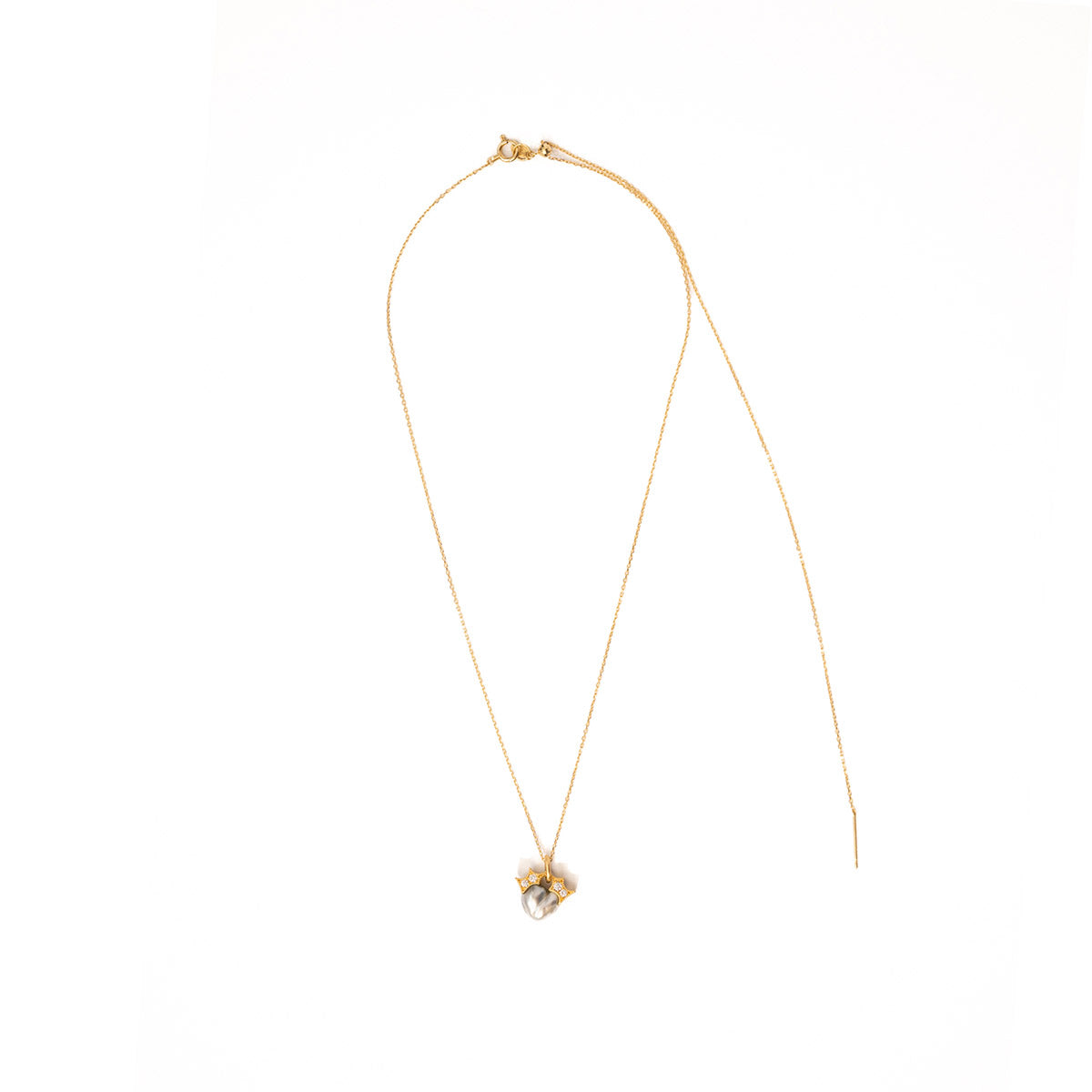 Coronet South Sea Keshi Grey Pearl Pendant with Diamonds