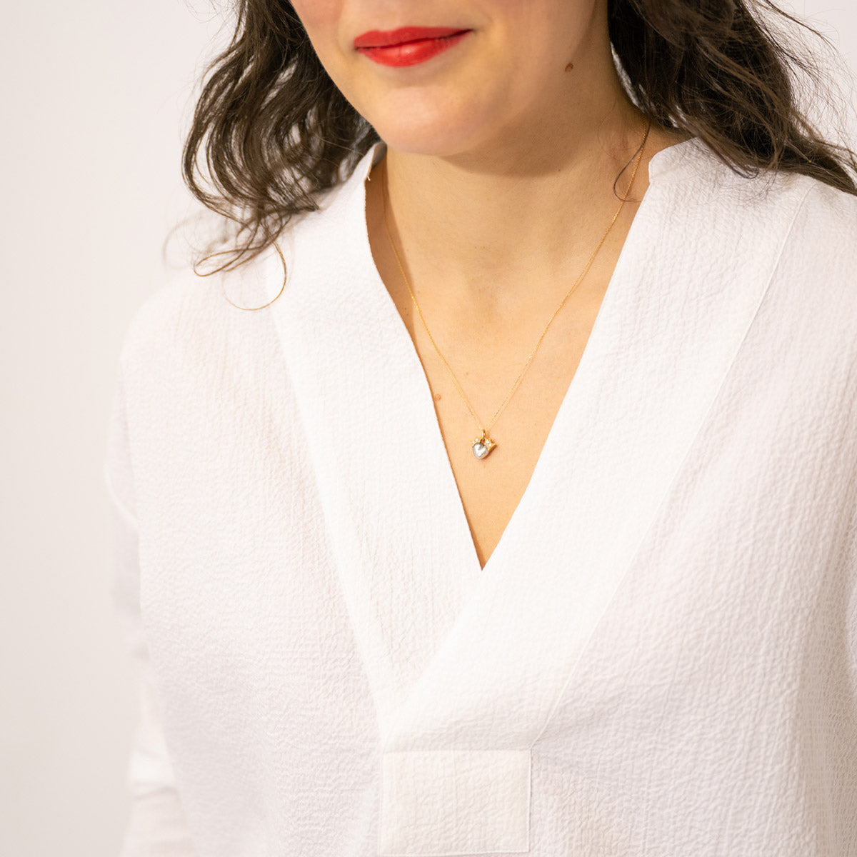 Coronet South Sea Keshi Grey Pearl Pendant with Diamonds