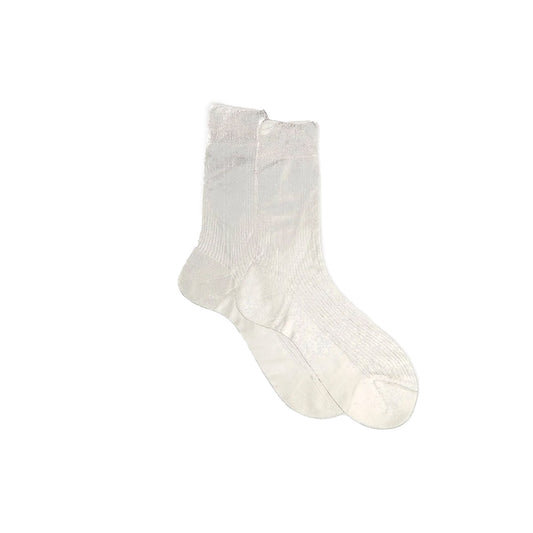 One Ribbed Laminated Socks in Silver