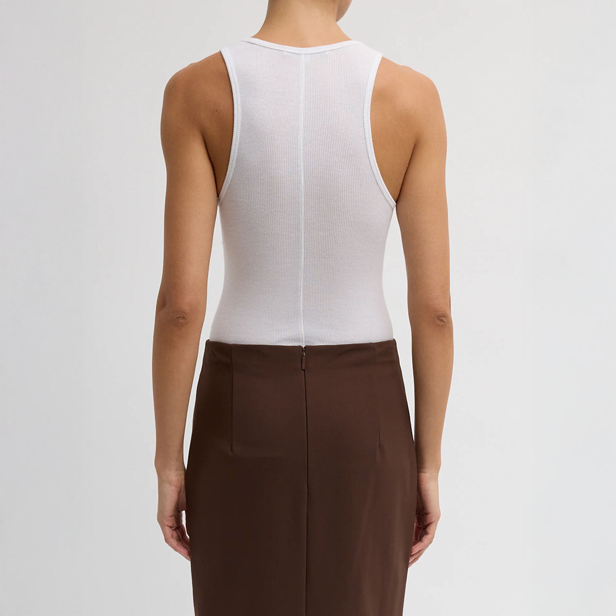 Circular Fine Rib T Tank in White