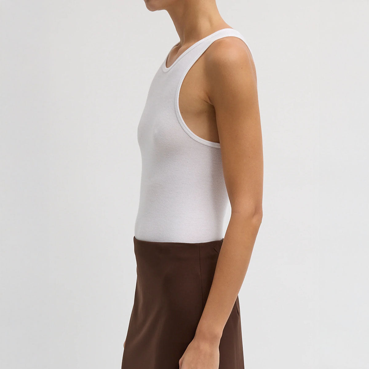 Circular Fine Rib T Tank in White