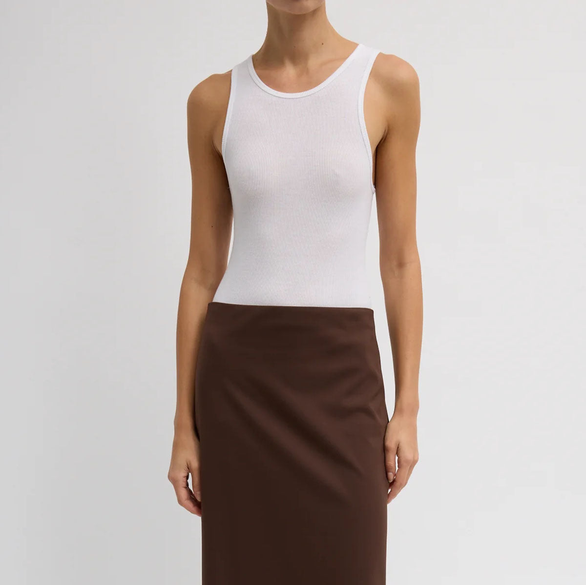 Circular Fine Rib T Tank in White