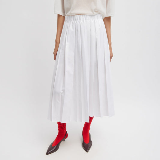 Nylon Pleated Skirt in White