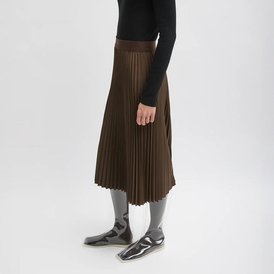 Pleated Sunray Skirt in Brown