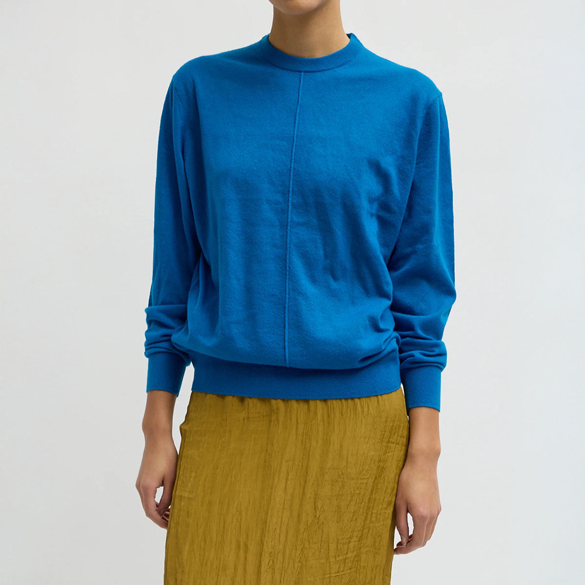 Skinlike Wool Crewneck in in Bright Blue