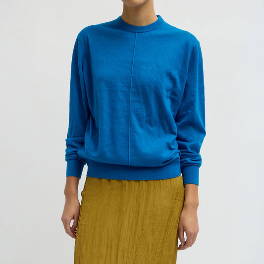 Skinlike Wool Crewneck in in Bright Blue