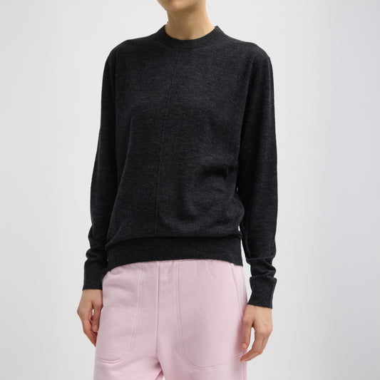 Crewneck sweater with front and back center seam details. Ribbing at neckline, cuffs and hemline. Mercerized Wool: 60% wool, 40% polyamide T000SM6528