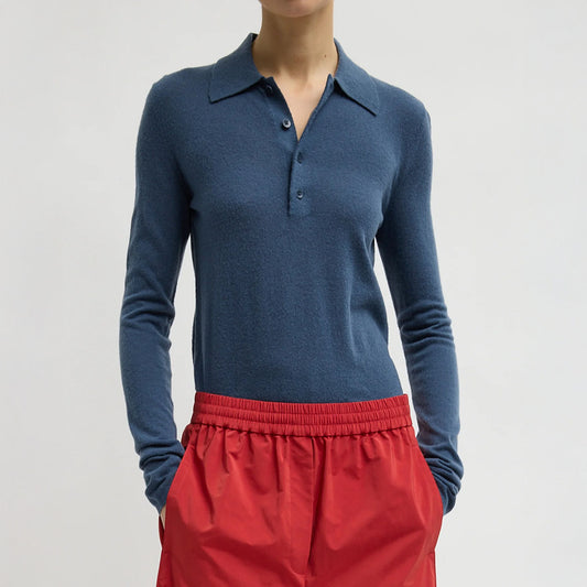 Soft Sheer Polo in Blue Fog
