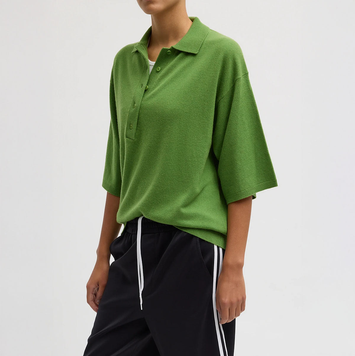 Washable Cashmere Oversized Easy Polo in Avocado