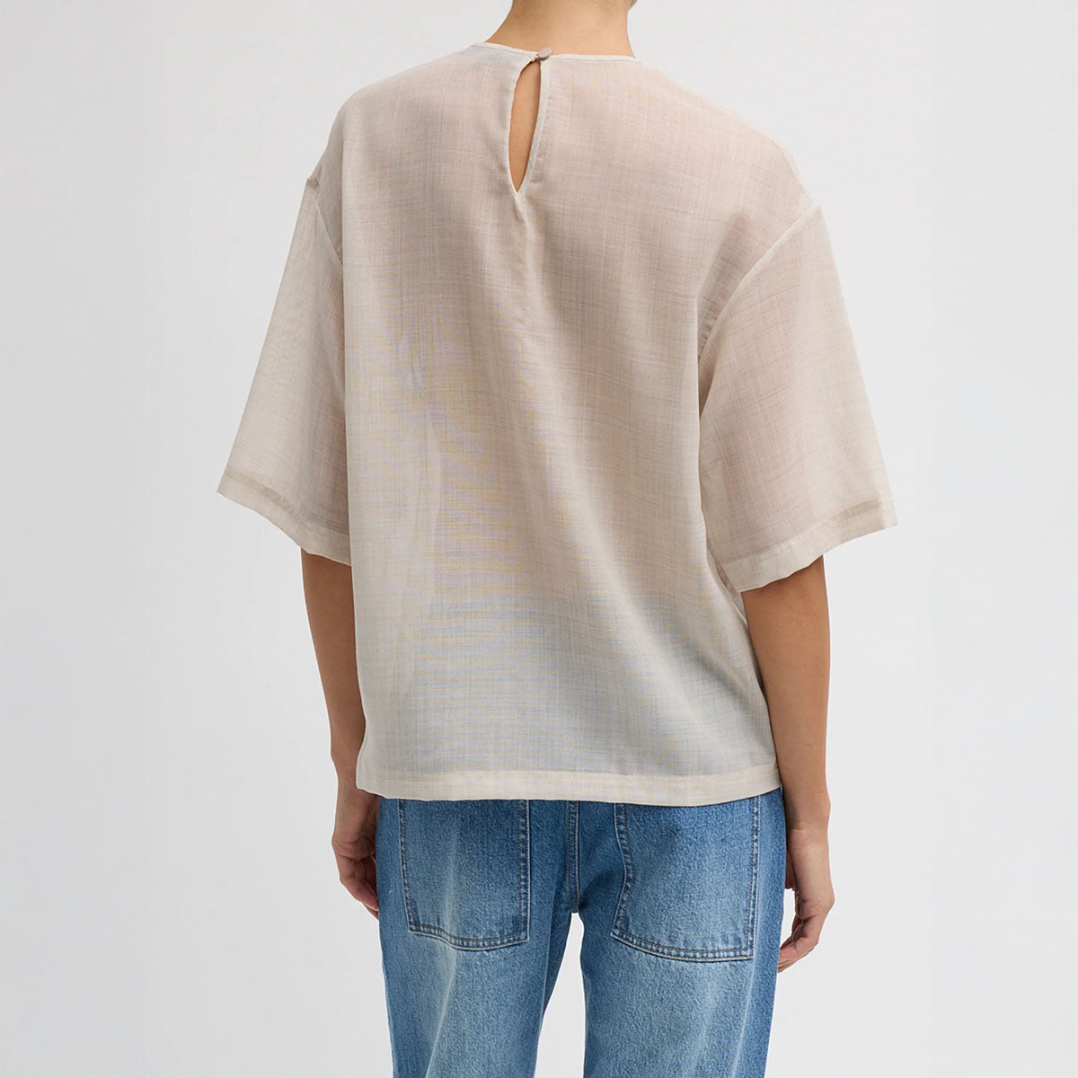 Sheer Wool Easy Tee in Oatmeal Melange