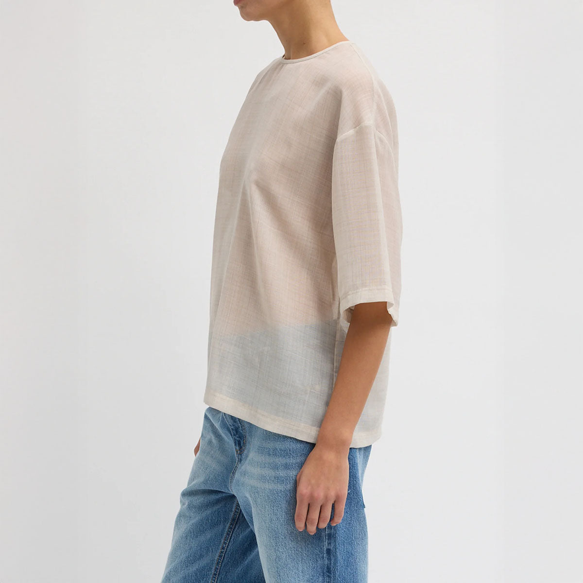 Sheer Wool Easy Tee in Oatmeal Melange