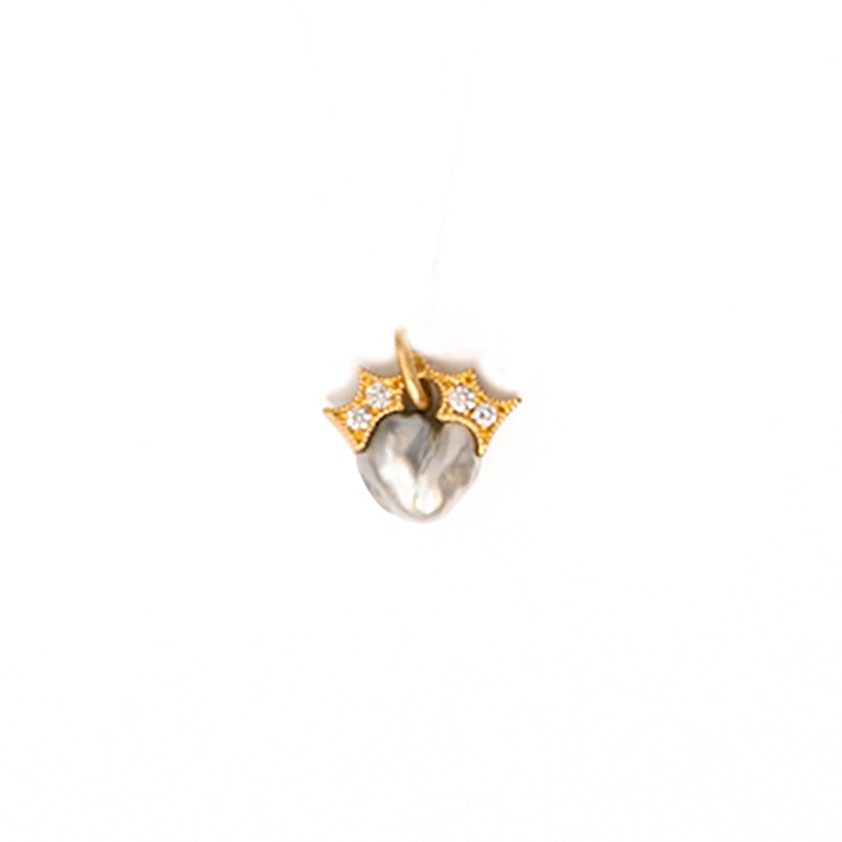 Coronet South Sea Keshi Grey Pearl Pendant with Diamonds