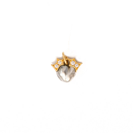 Coronet South Sea Keshi Grey Pearl Pendant with Diamonds