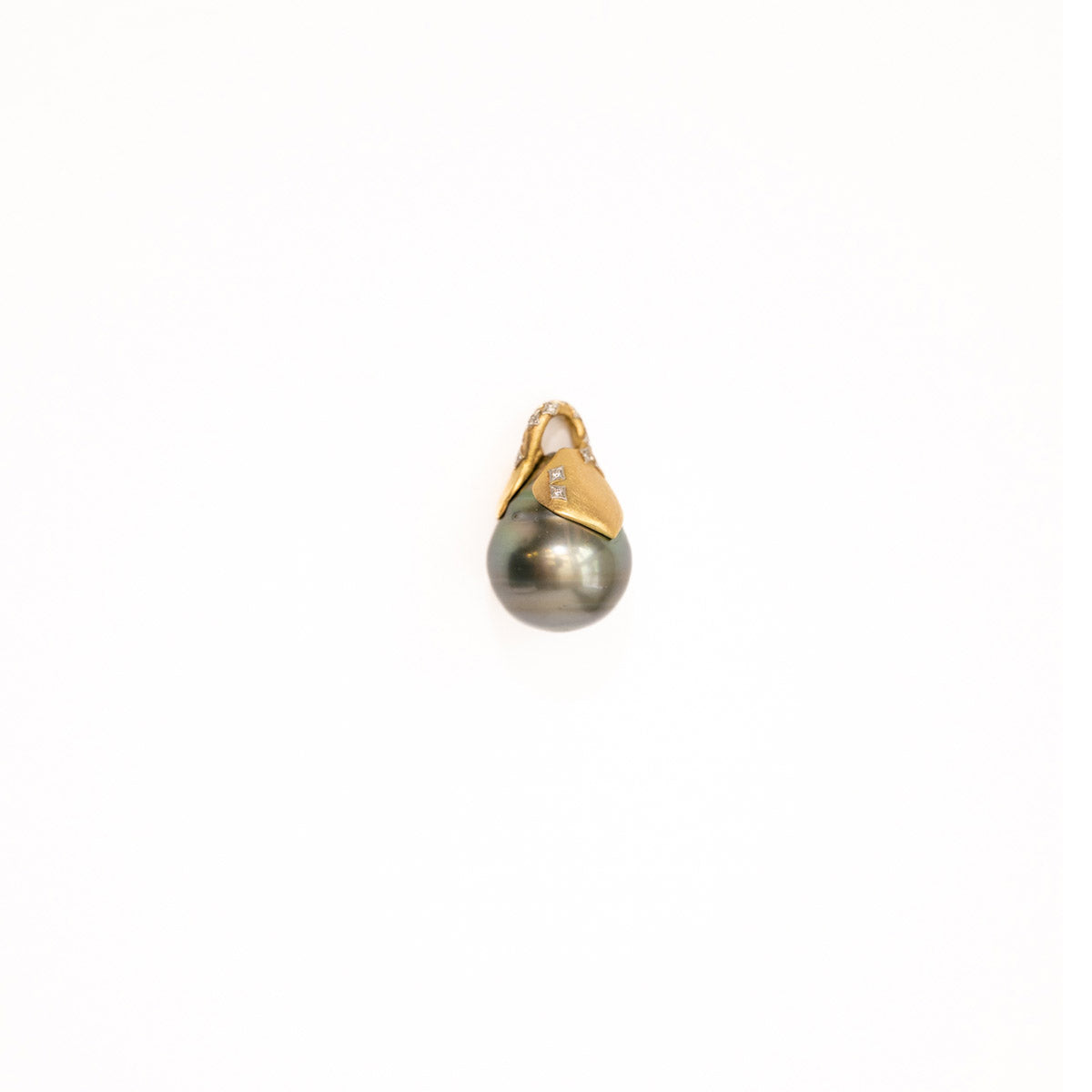 South Sea Black Pearl Pendant with Diamond Top