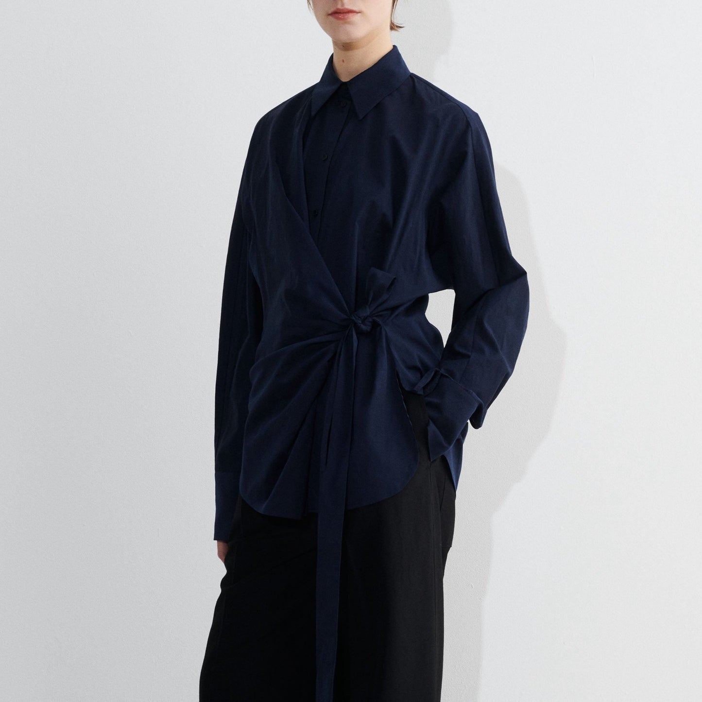 Taima Wrap Blouse in Dark Navy