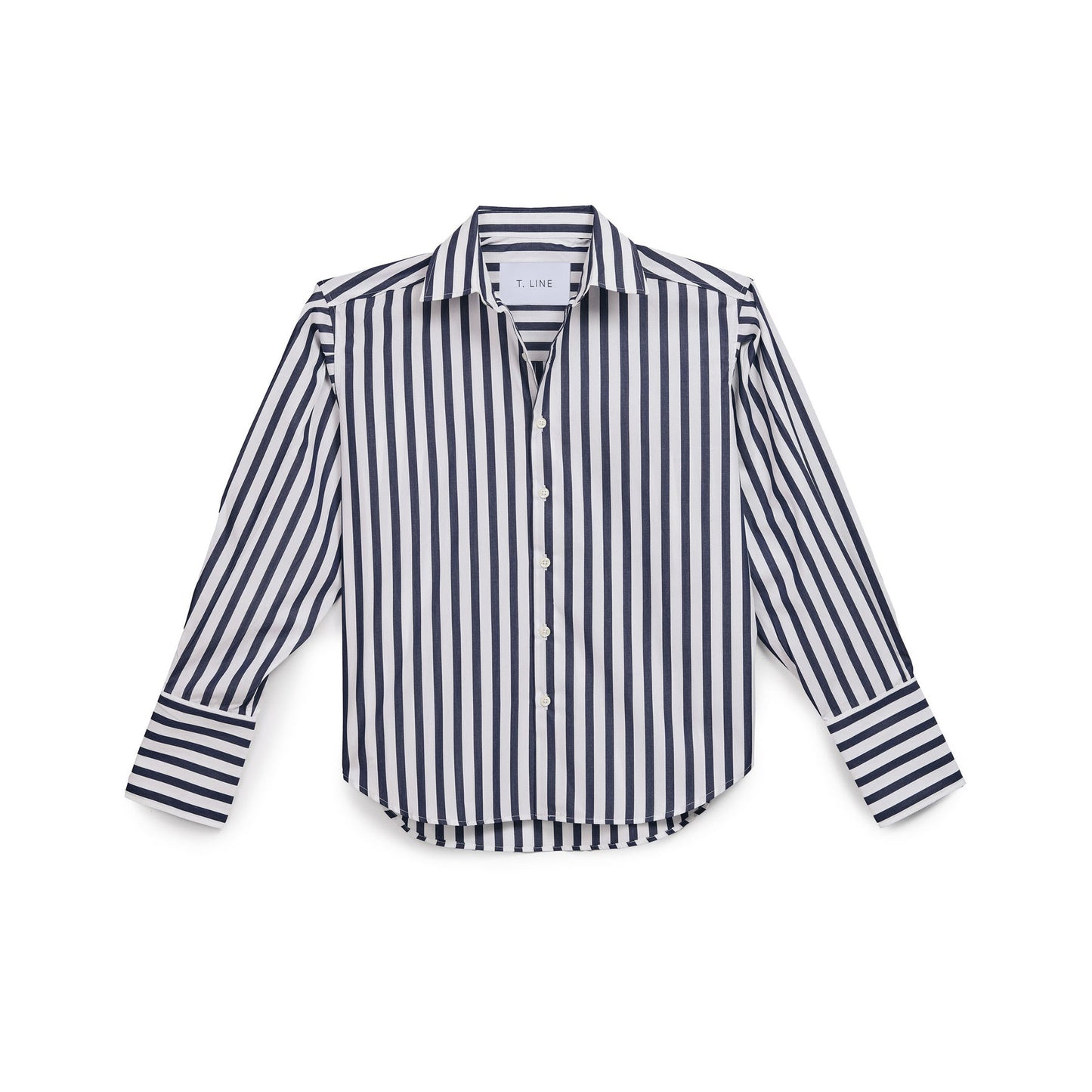 Isabel Button Up in Wide Navy Stripe