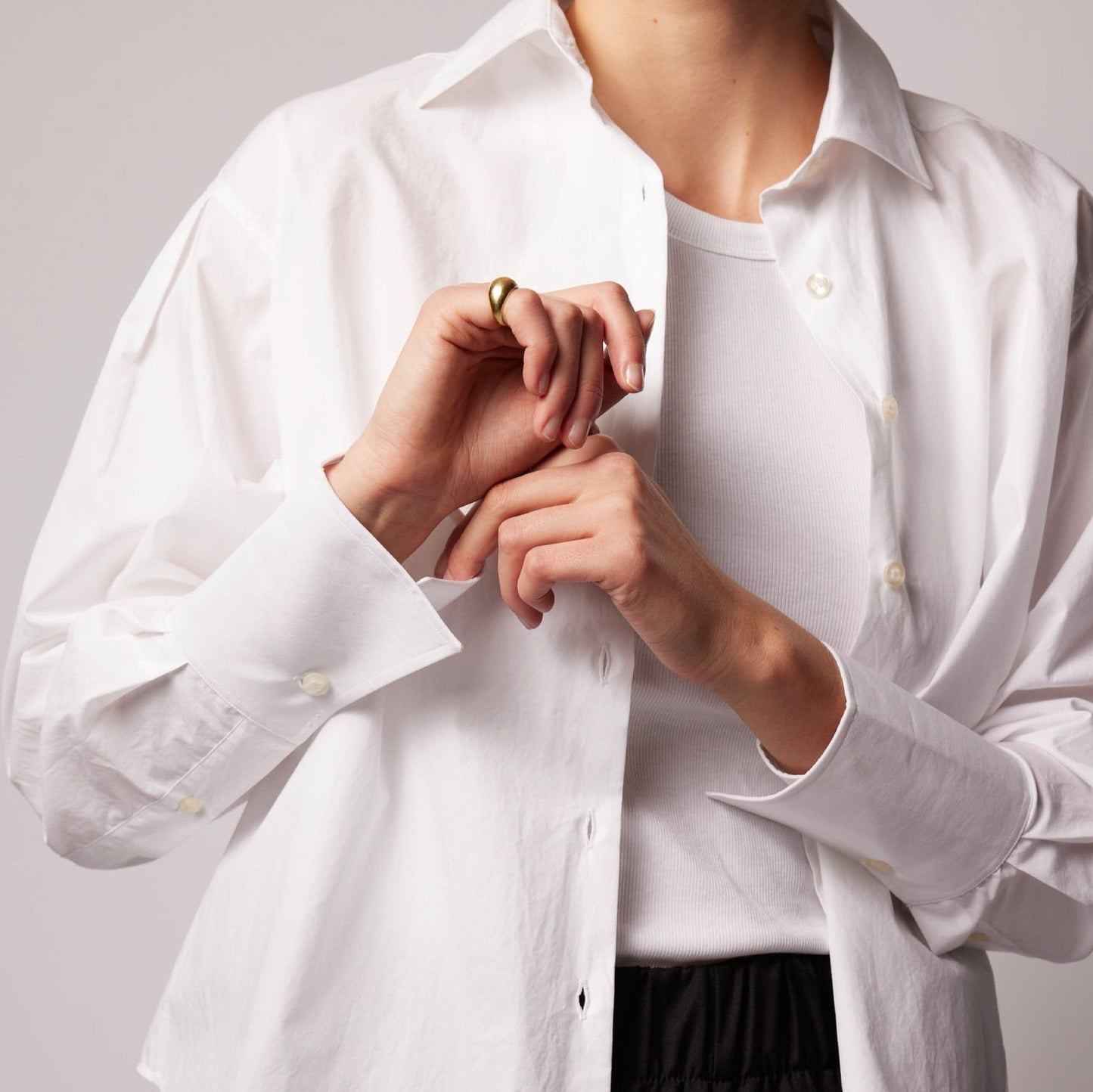 Isabel Button Up in White Poplin