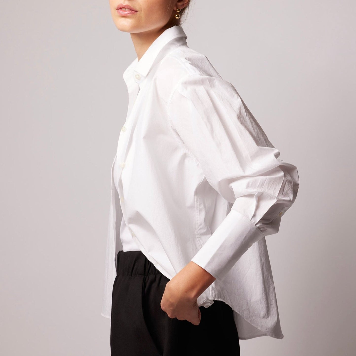 Isabel Button Up in White Poplin