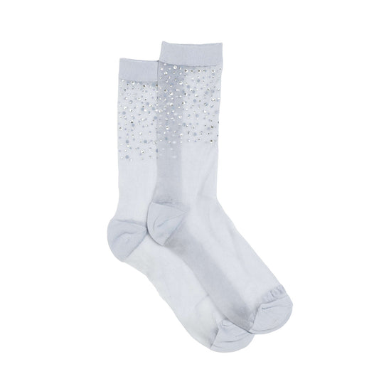 The Half-Step in Sparks sheer tube socks with rhinestones, stylish and trendy fashion accessory.