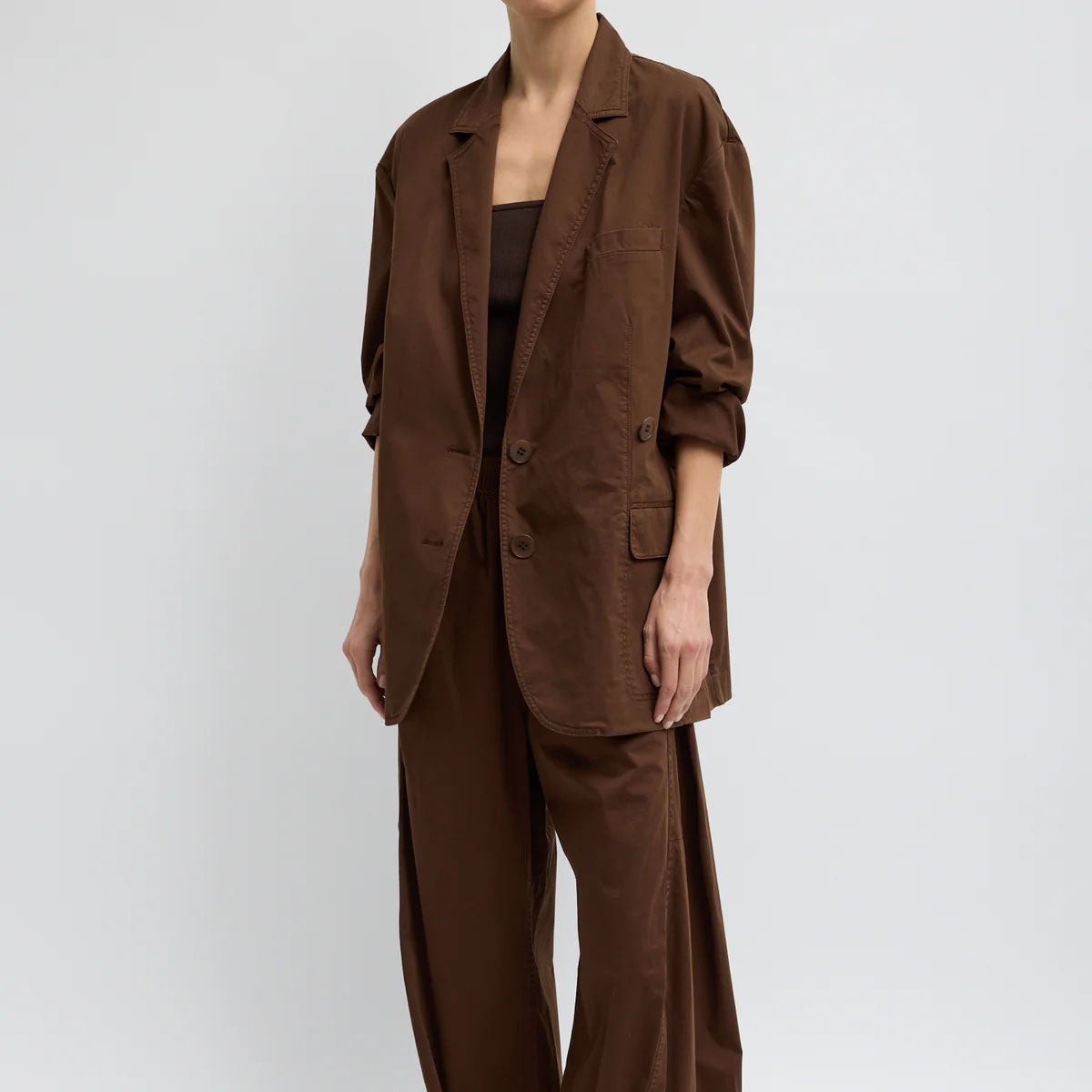 Silky Cotton Liam Blazer in Brown