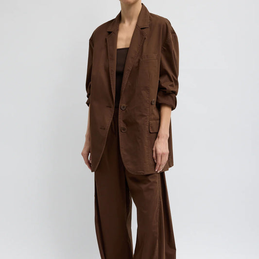 Silky Cotton Liam Blazer in Brown